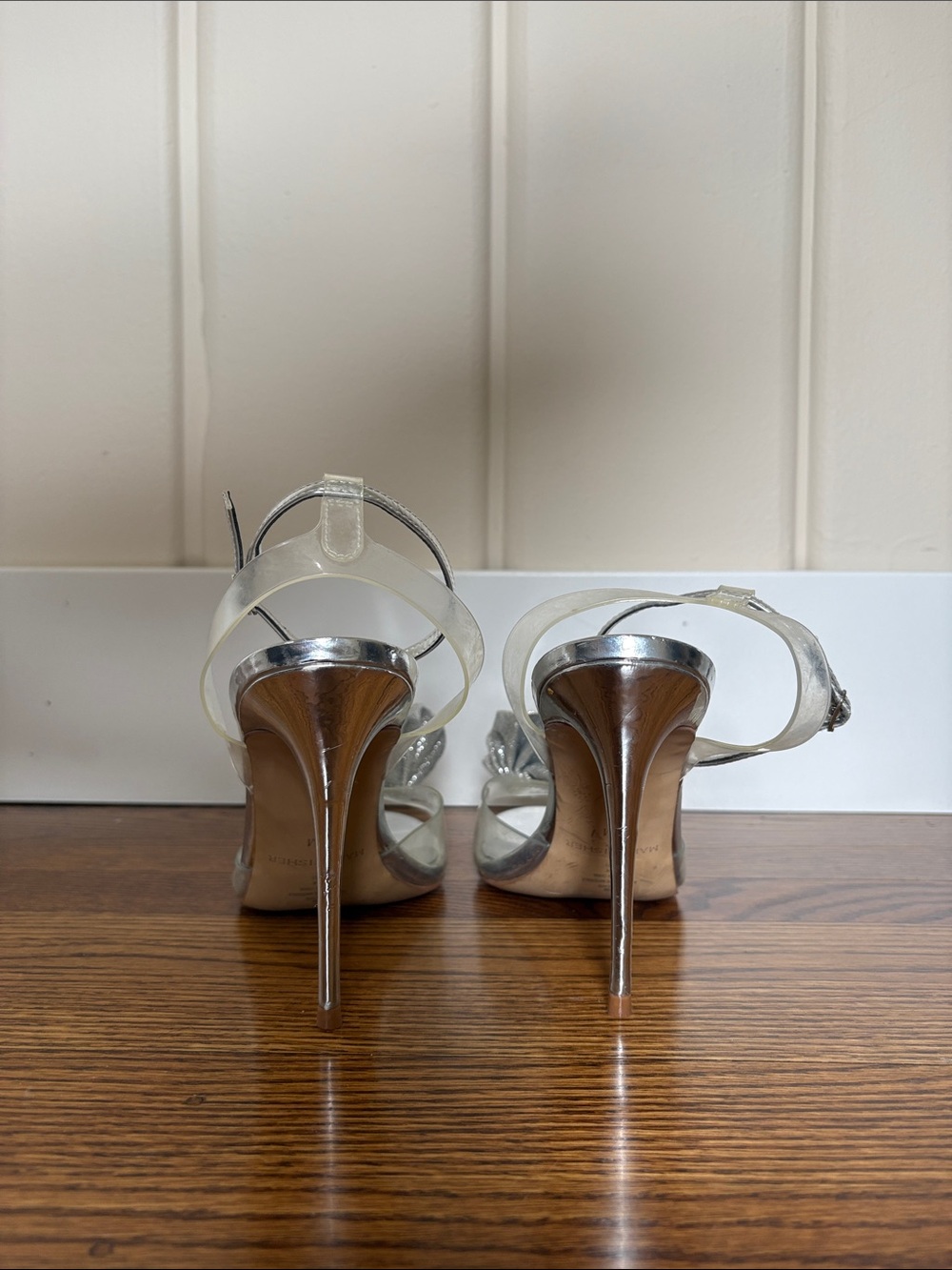 Marc Fisher Silver Ruffle-Flower Ankle-Strap Heels - Picture 6 of 7